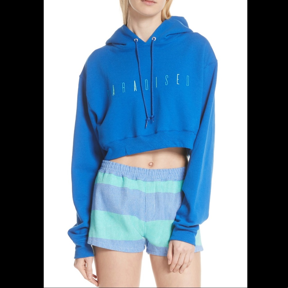 Paradised Blue Crop Hoodie